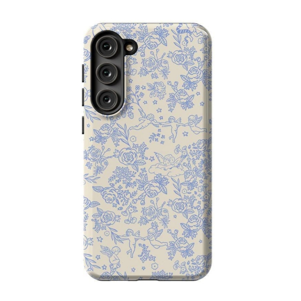 Floral Pattern Phone Case - Blue and White Samsung Galaxy S20